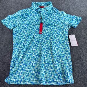 Redvanly Marne Polo Mens Small Curacao Multi Floral Short Sleeve NWT Golf Shirt